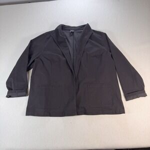 Eileen Fisher  Brown Open Front Jacket Size 2X Cotton Spandex Lagenlook Office